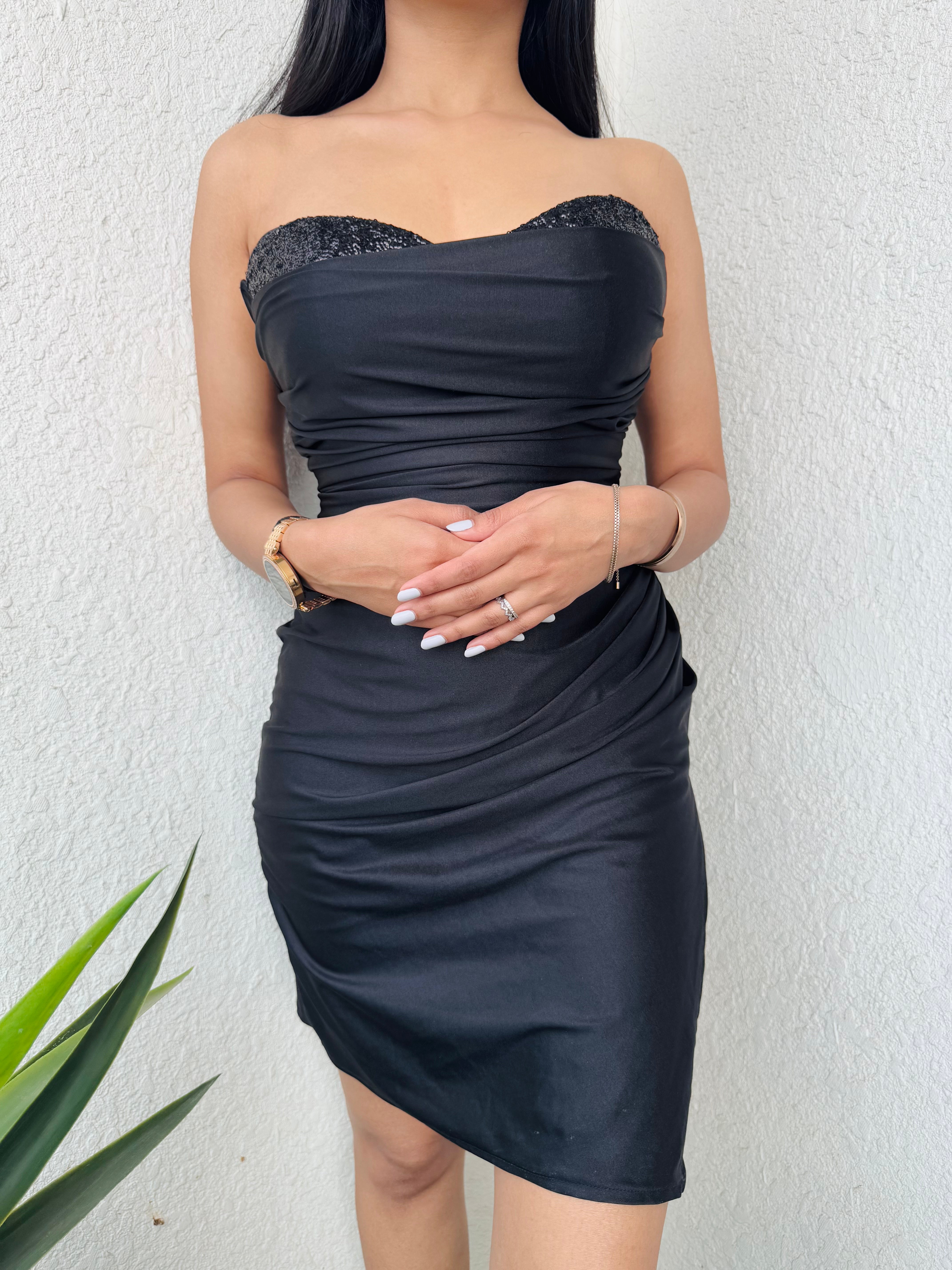 Black Sequin Bodycon Dress